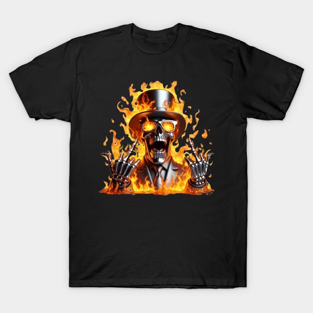 Flaming Flipping Skull T-Shirt by Darn Doggie Club by focusln